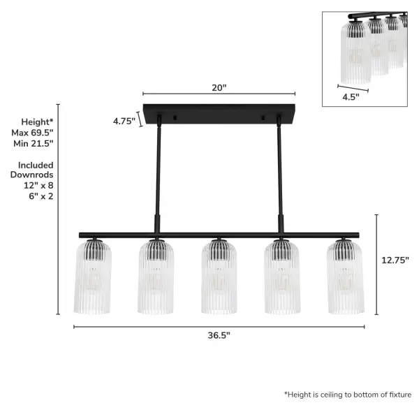 Beverly Glen Five Light Linear Chandelier in Matte Black - Image 7