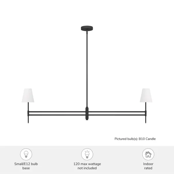 Camelia Stem Two Light Linear Chandelier in Matte Black - Image 5