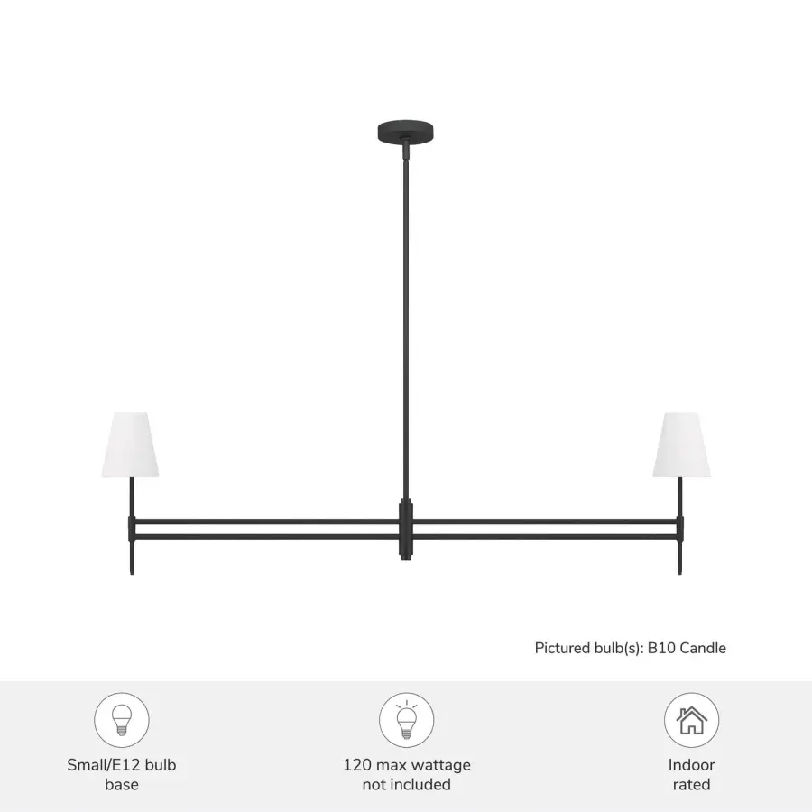Camelia Stem Two Light Linear Chandelier in Matte Black - Image 5