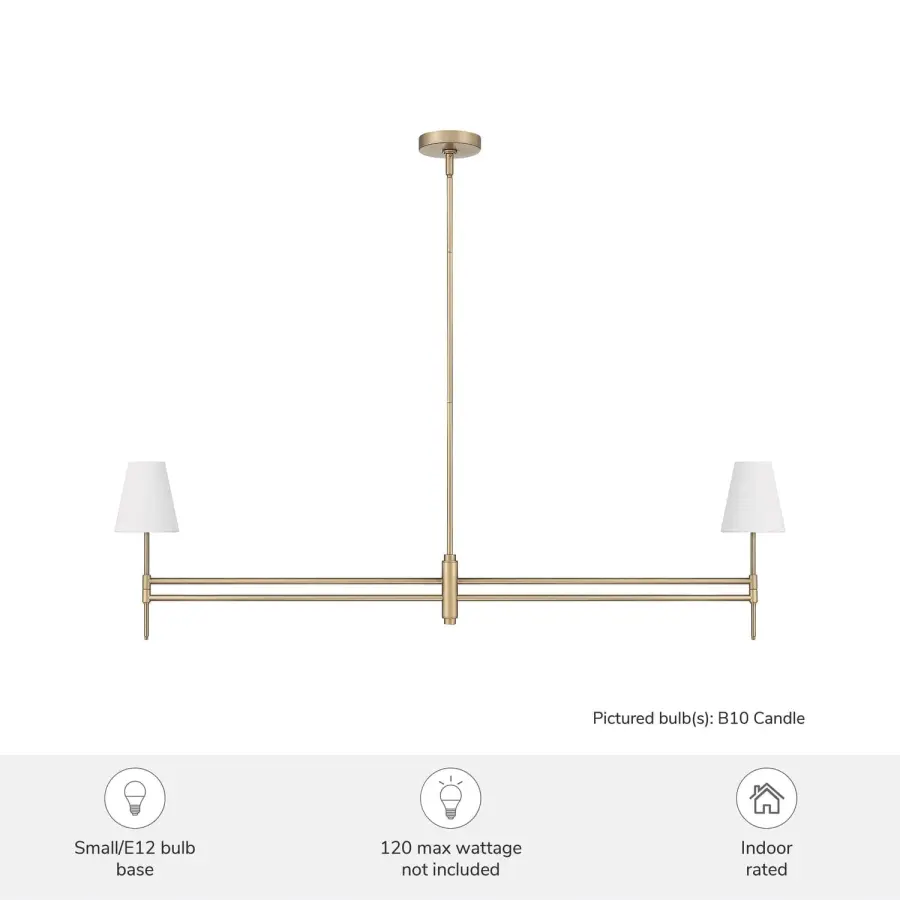 Camelia Stem Two Light Linear Chandelier in Matte Black - Image 6