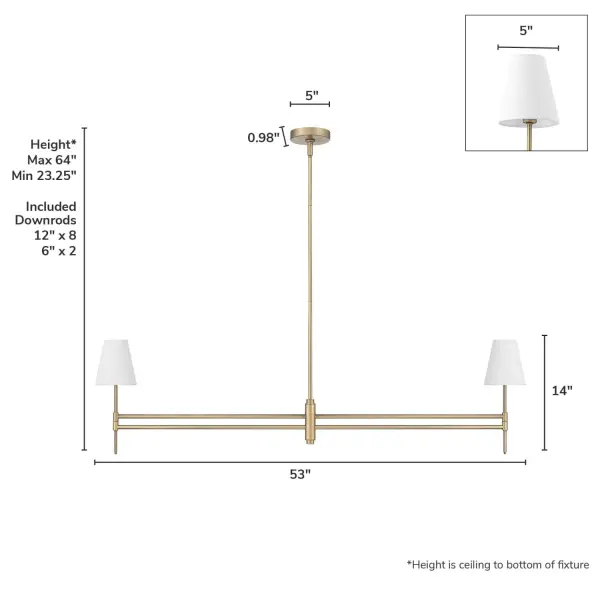 Camelia Stem Two Light Linear Chandelier in Matte Black - Image 8