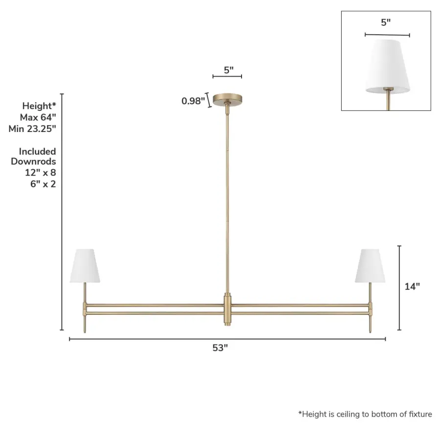 Camelia Stem Two Light Linear Chandelier in Matte Black - Image 8