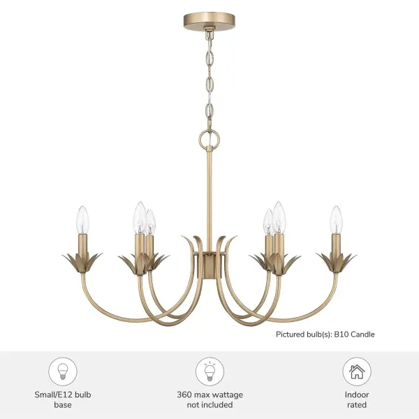 Junie Bud Six Light Chandelier in Luxe Gold - Image 6