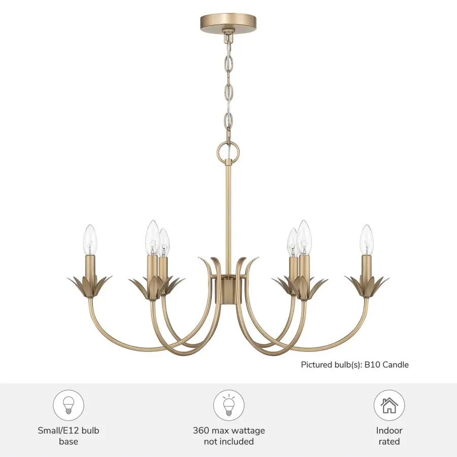 Junie Bud Six Light Chandelier in Luxe Gold - Image 6