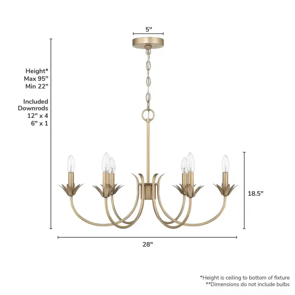 Junie Bud Six Light Chandelier in Luxe Gold - Image 8