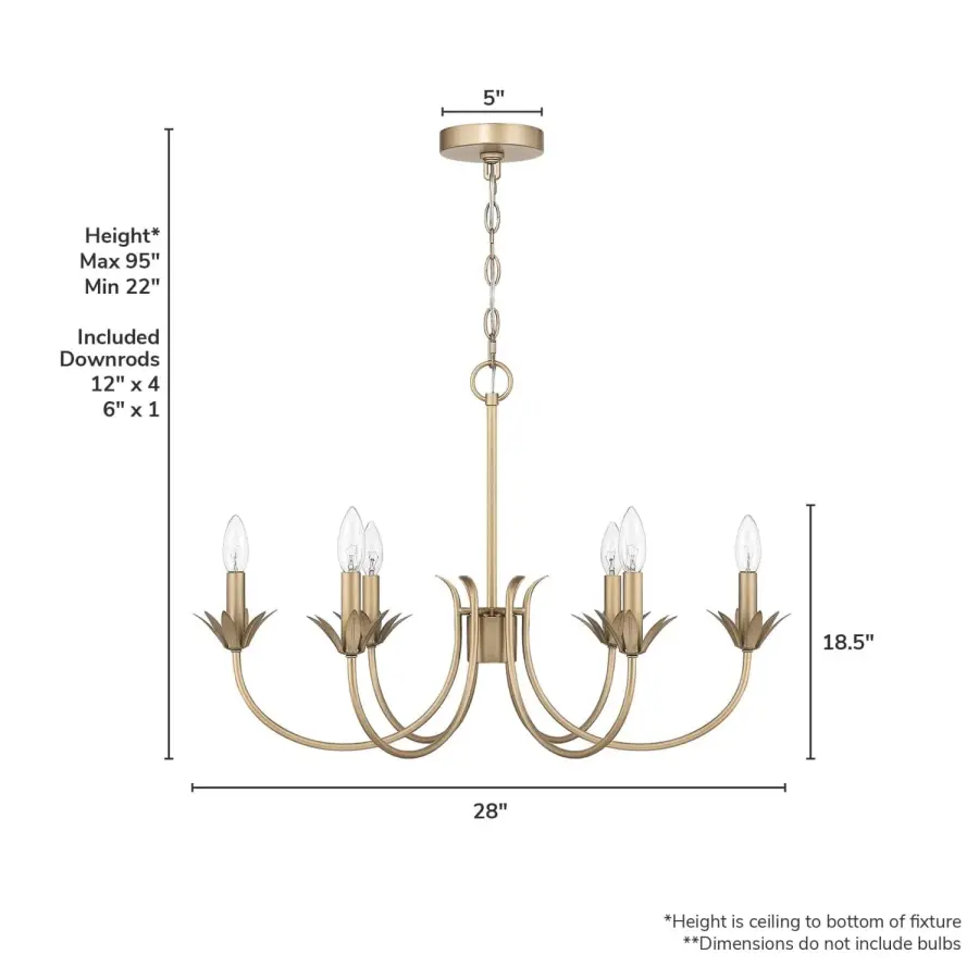 Junie Bud Six Light Chandelier in Luxe Gold - Image 8