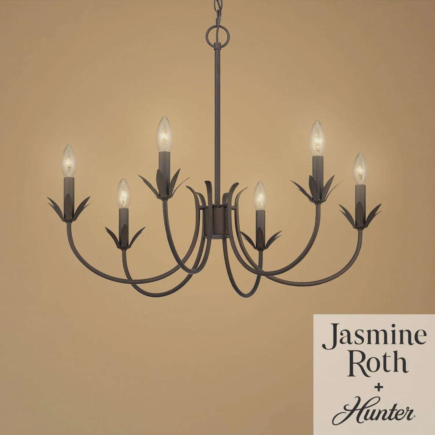 Junie Bud Six Light Chandelier in Matte Bronze
