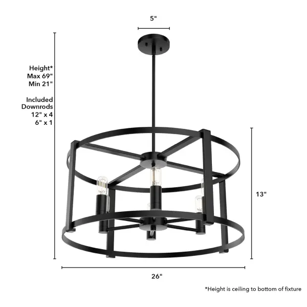 Astwood 6-Light Round Chandelier in Matte Black - Image 13