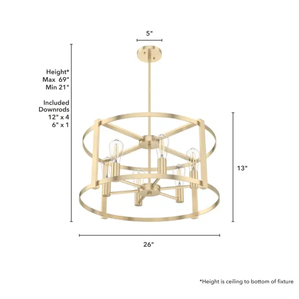 Astwood 6-Light Round Chandelier in Matte Black - Image 14
