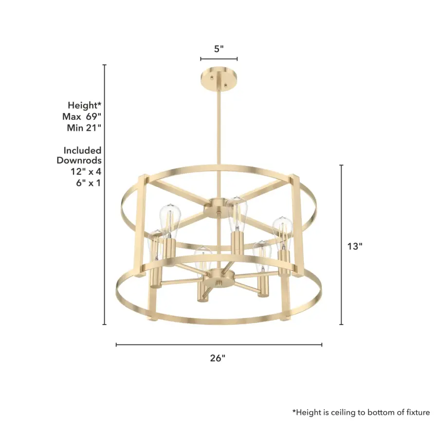 Astwood 6-Light Round Chandelier in Matte Black - Image 14