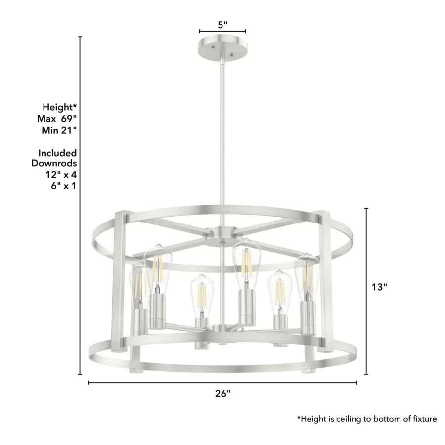 Astwood 6-Light Round Chandelier in Matte Black - Image 15