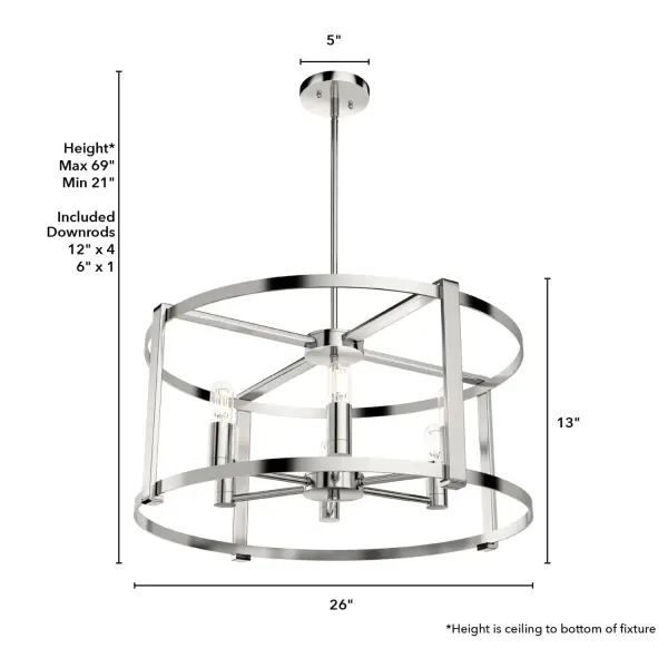 Astwood 6-Light Round Chandelier in Matte Black - Image 16