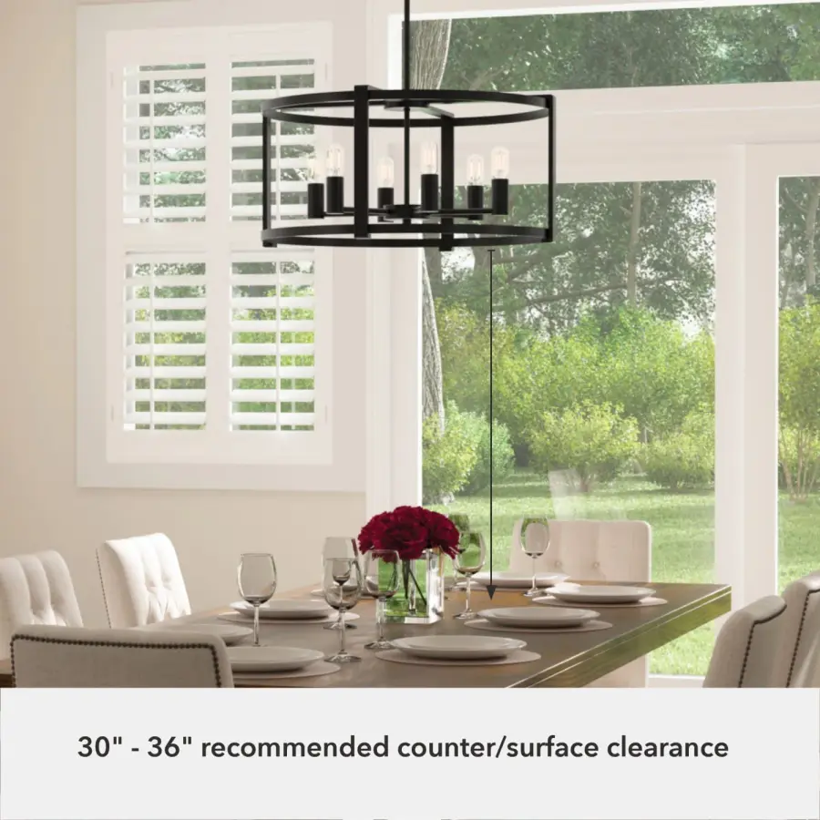 Astwood 6-Light Round Chandelier in Matte Black - Image 17