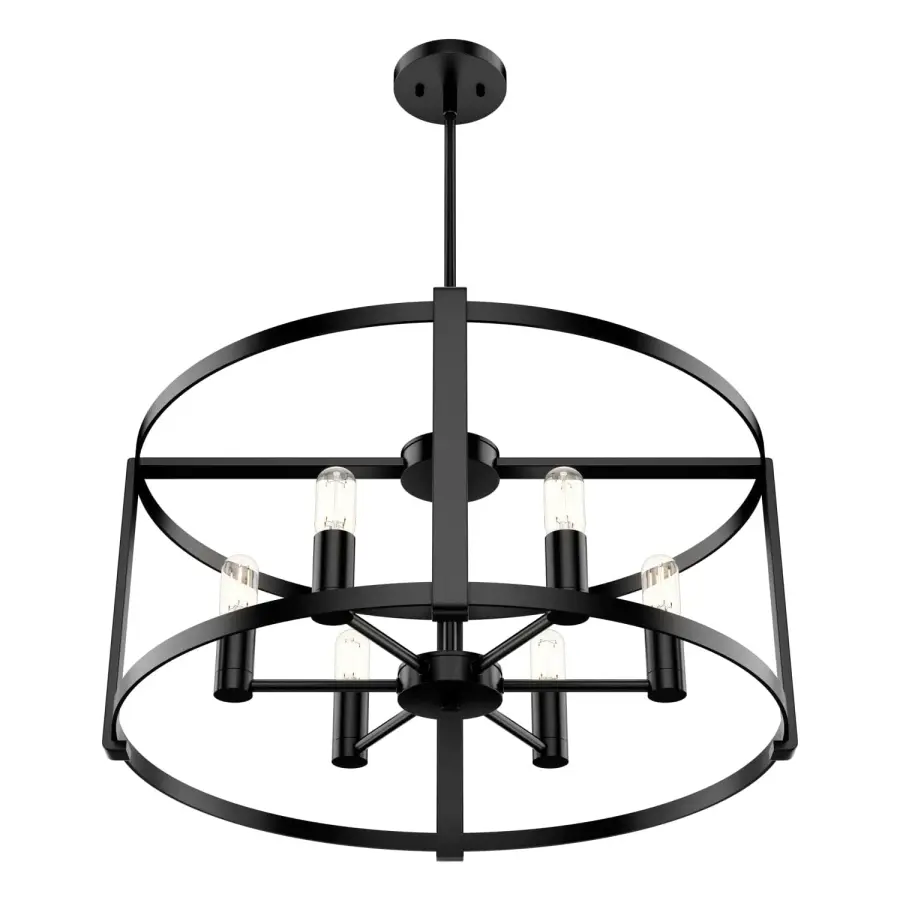 Astwood 6-Light Round Chandelier in Matte Black - Image 30