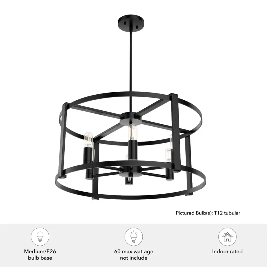 Astwood 6-Light Round Chandelier in Matte Black - Image 9