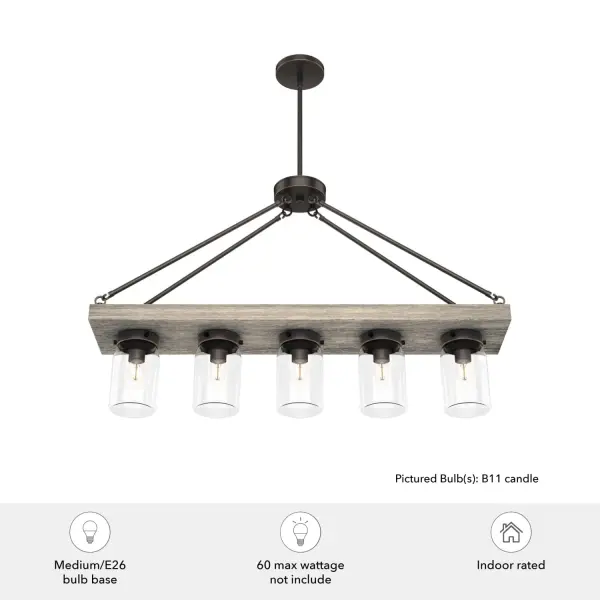 Devon Park Five Light Linear Chandelier in Brushed Nickel - Image 5