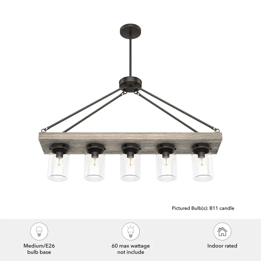 Devon Park Five Light Linear Chandelier in Brushed Nickel - Image 5