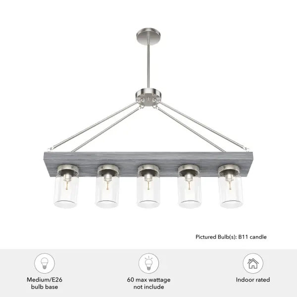 Devon Park Five Light Linear Chandelier in Brushed Nickel - Image 6