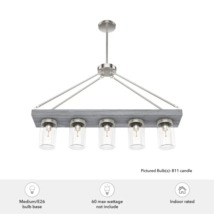 Devon Park Five Light Linear Chandelier in Brushed Nickel - Image 6