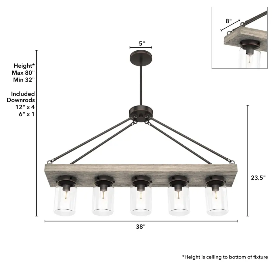 Devon Park Five Light Linear Chandelier in Brushed Nickel - Image 7