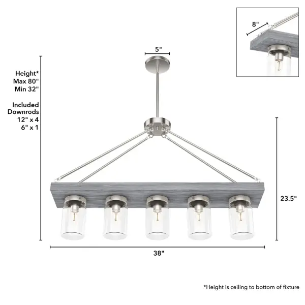 Devon Park Five Light Linear Chandelier in Brushed Nickel - Image 8