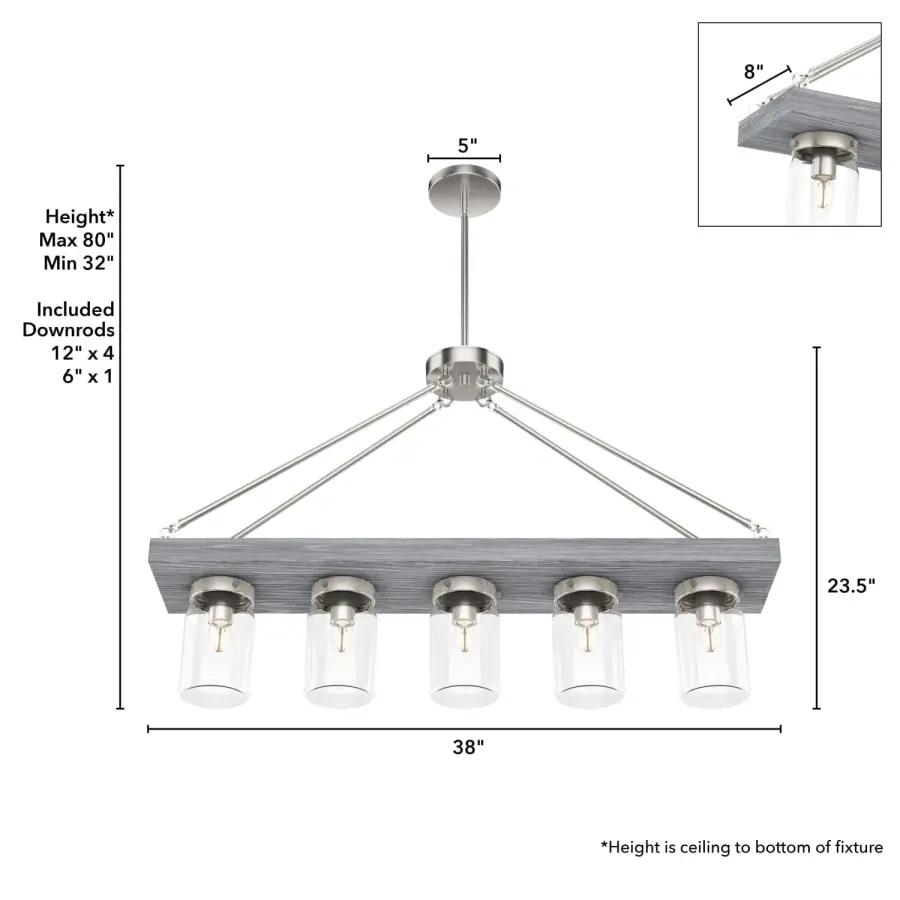 Devon Park Five Light Linear Chandelier in Brushed Nickel - Image 8