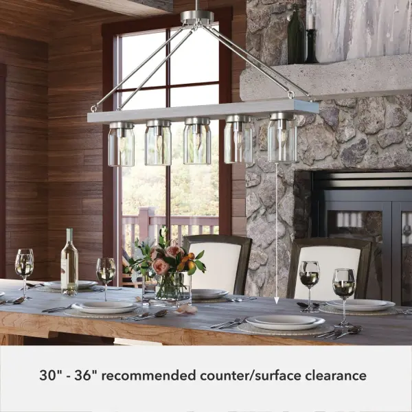 Devon Park Five Light Linear Chandelier in Brushed Nickel - Image 9