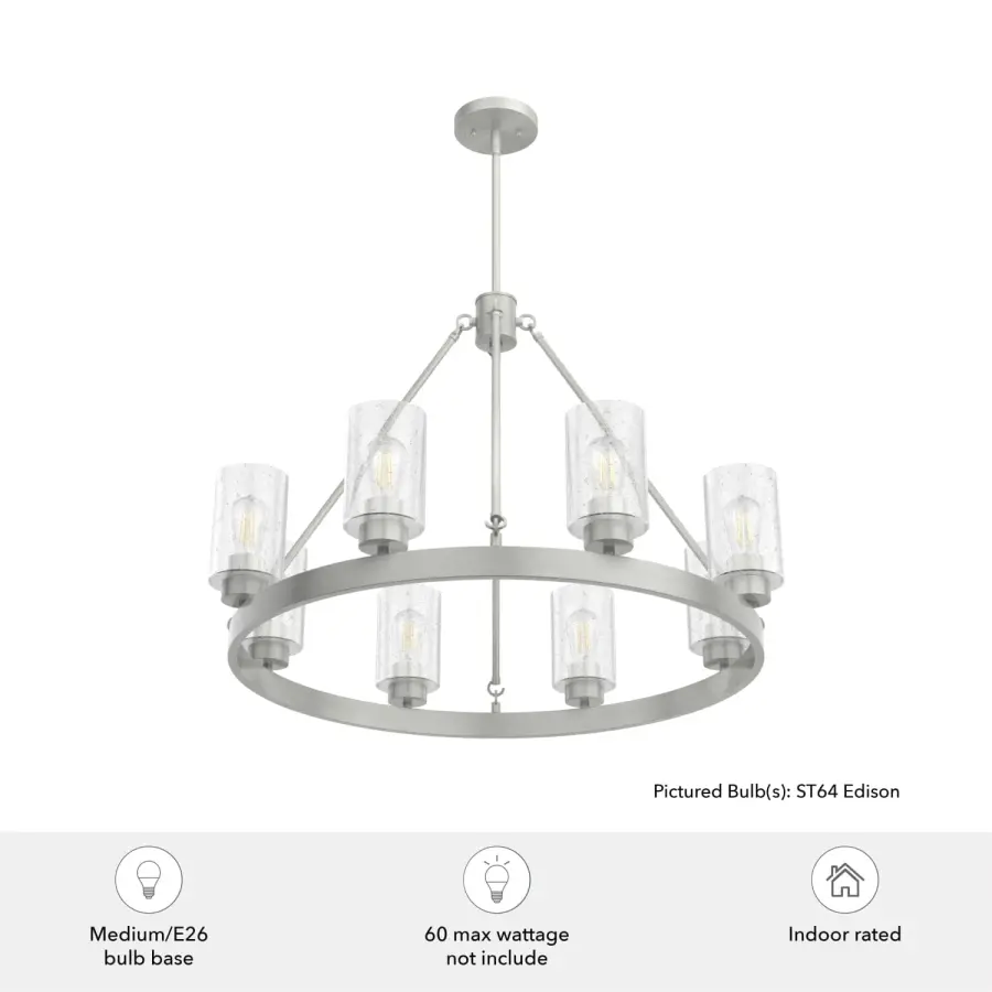Hartland 8-Light Round Chandelier in Brushed Nickel - Image 5