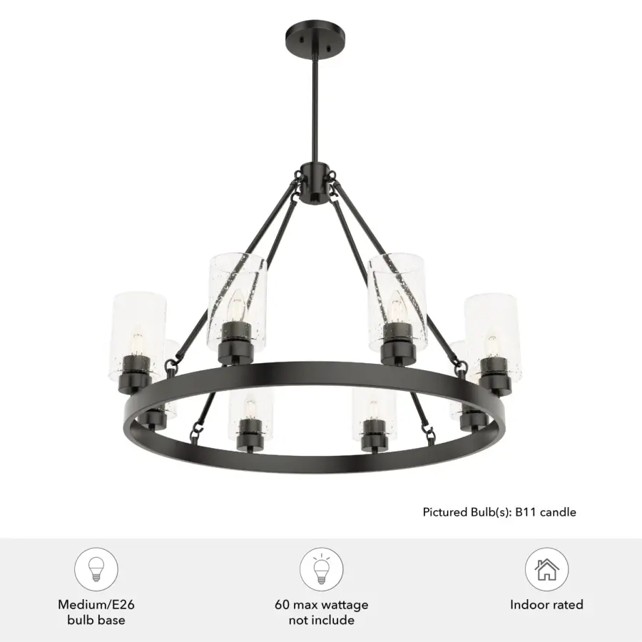 Hartland 8-Light Round Chandelier in Brushed Nickel - Image 6