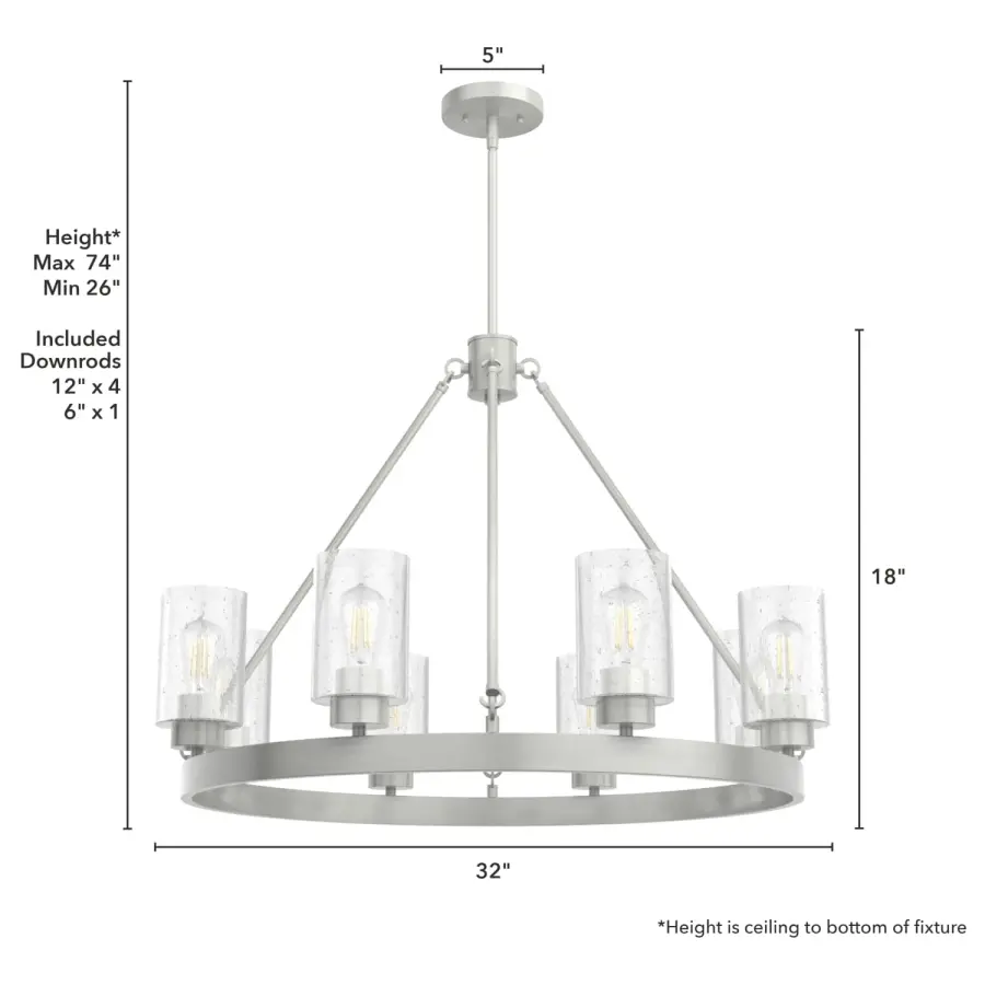 Hartland 8-Light Round Chandelier in Brushed Nickel - Image 7