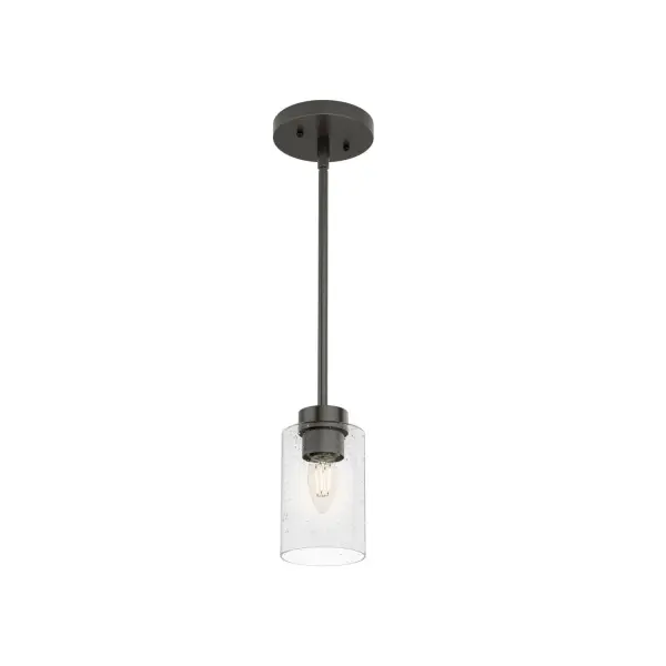 The Hartland mini pendant delivers outsized visual impact in a compact 4-inch frame. Its clear seeded glass creates beautiful light diffusion and sparkle, while the Noble Bronze finish adds warmth and versatility to any space.