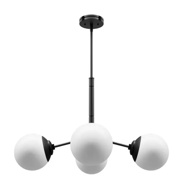 A modern chandelier that's red-carpet-worthy. The Hepburn Collection exemplifies modern design while also capturing the essence of the 1920s and old Hollywood glamour. Pair this chandelier with the other members in the Hepburn Collection for a complete look. Rated for indoor use only Requires 4 E26 bulbs. Bulbs not included. MADE FOR INDOORS: For use in indoor spaces like kitchens, bedrooms, living rooms, dining rooms, and entryways. BULB RECOMMENDATION: Maximum 60 W per light bulb or equivalent LED bulb. Bulbs not included. COORDINATING COLLECTION: Works with Hepburn ceiling fan collection WARRANTY: One-year limited warranty backed by the trusted experts at Hunter.