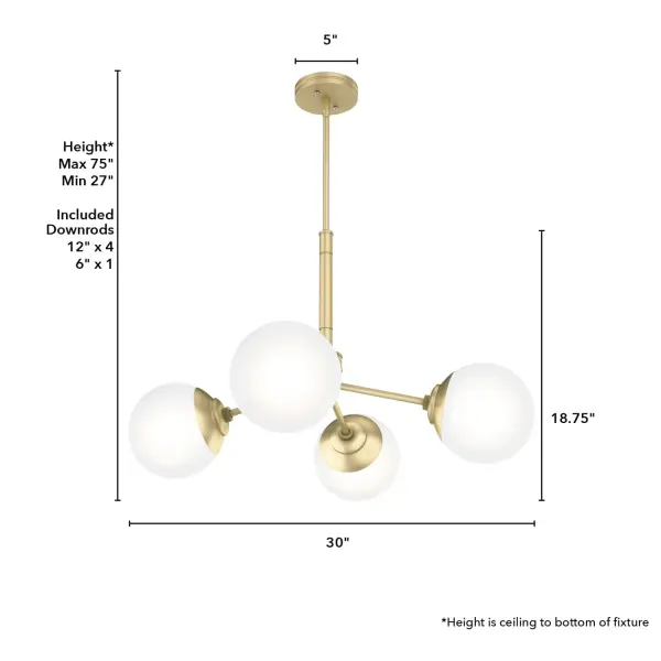 Hepburn Four Light Chandelier in Modern Brass - Image 8