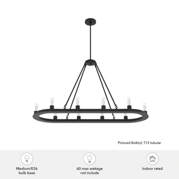 Saddlewood 10-Light Linear Chandelier in Natural Black Iron - Image 3