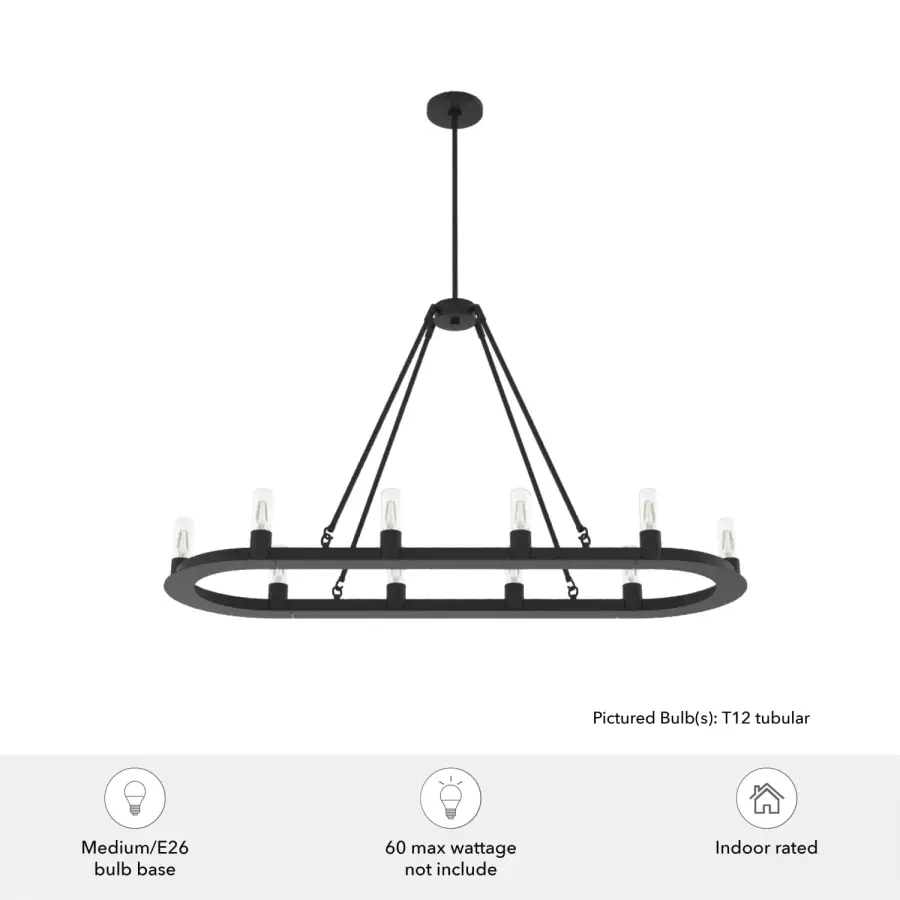 Saddlewood 10-Light Linear Chandelier in Natural Black Iron - Image 3