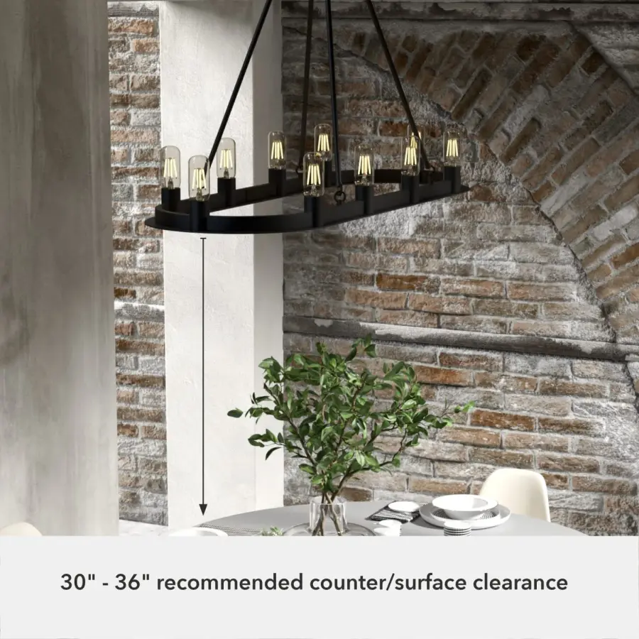Saddlewood 10-Light Linear Chandelier in Natural Black Iron - Image 5