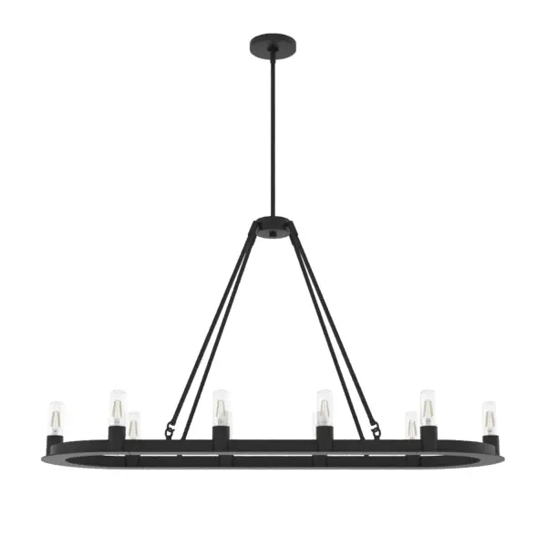 Saddlewood 10-Light Linear Chandelier in Natural Black Iron - Image 7