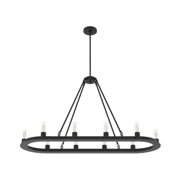 Saddlewood 10-Light Linear Chandelier in Natural Black Iron - Image 8