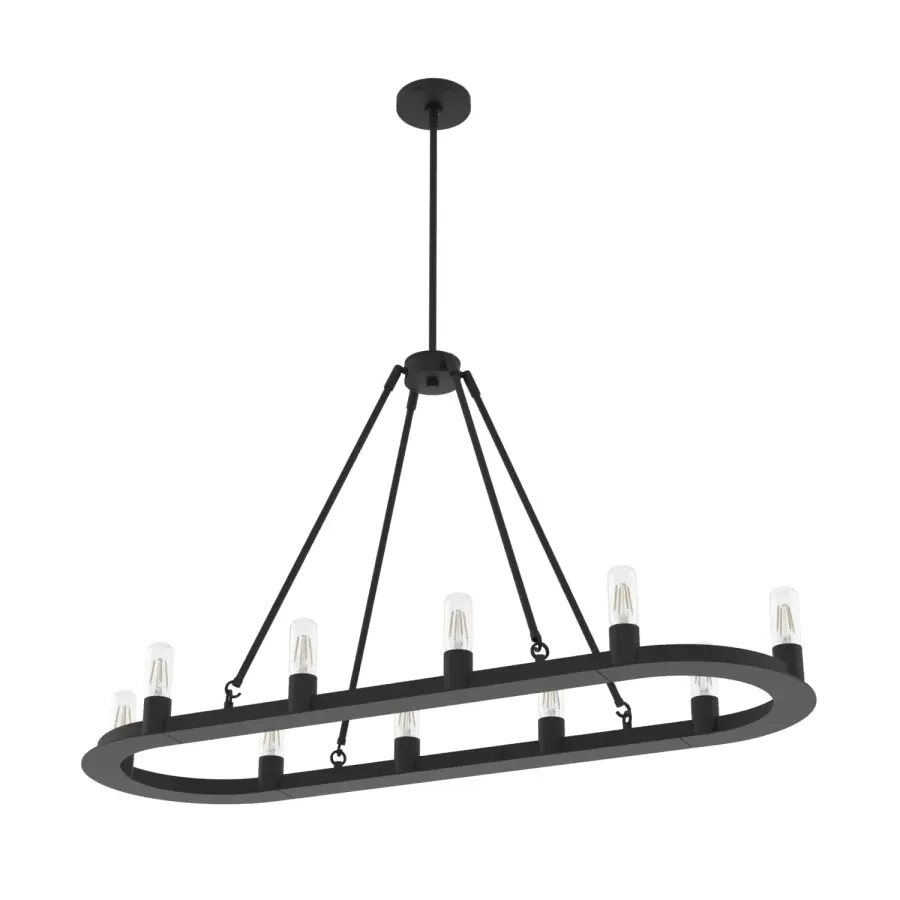 Saddlewood 10-Light Linear Chandelier in Natural Black Iron - Image 9