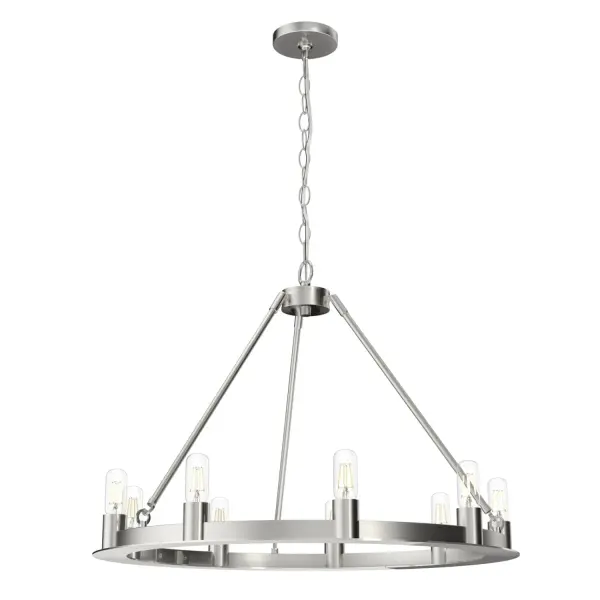 Saddlewood 9-Light Round Chandelier in Brushed Nickel - Image 12