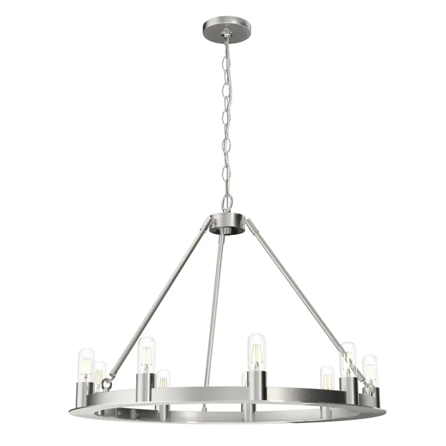 Saddlewood 9-Light Round Chandelier in Brushed Nickel - Image 12
