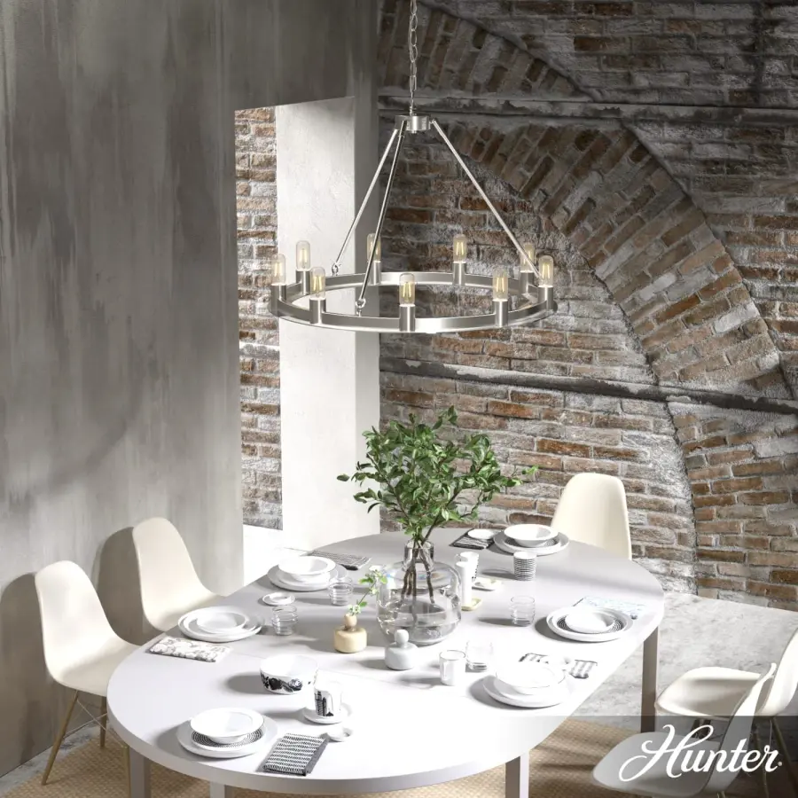 Saddlewood 9-Light Round Chandelier in Brushed Nickel - Image 3