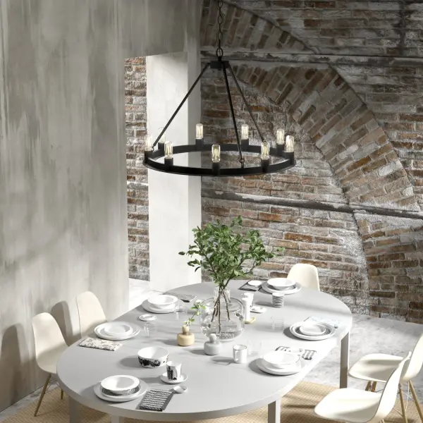 Saddlewood 9-Light Round Chandelier in Brushed Nickel - Image 4
