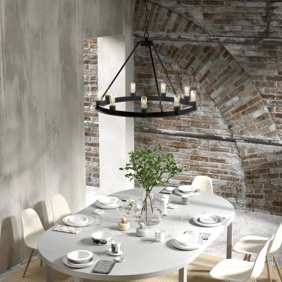 Saddlewood 9-Light Round Chandelier in Brushed Nickel - Image 4