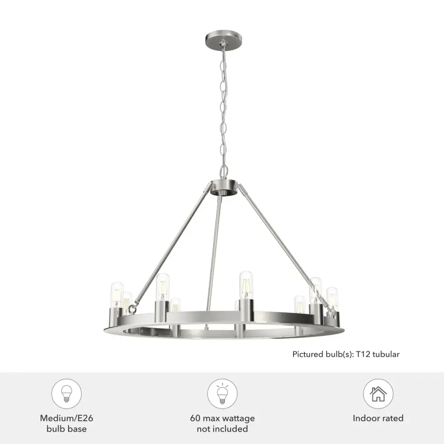 Saddlewood 9-Light Round Chandelier in Brushed Nickel - Image 5