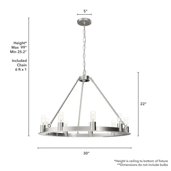 Saddlewood 9-Light Round Chandelier in Brushed Nickel - Image 7