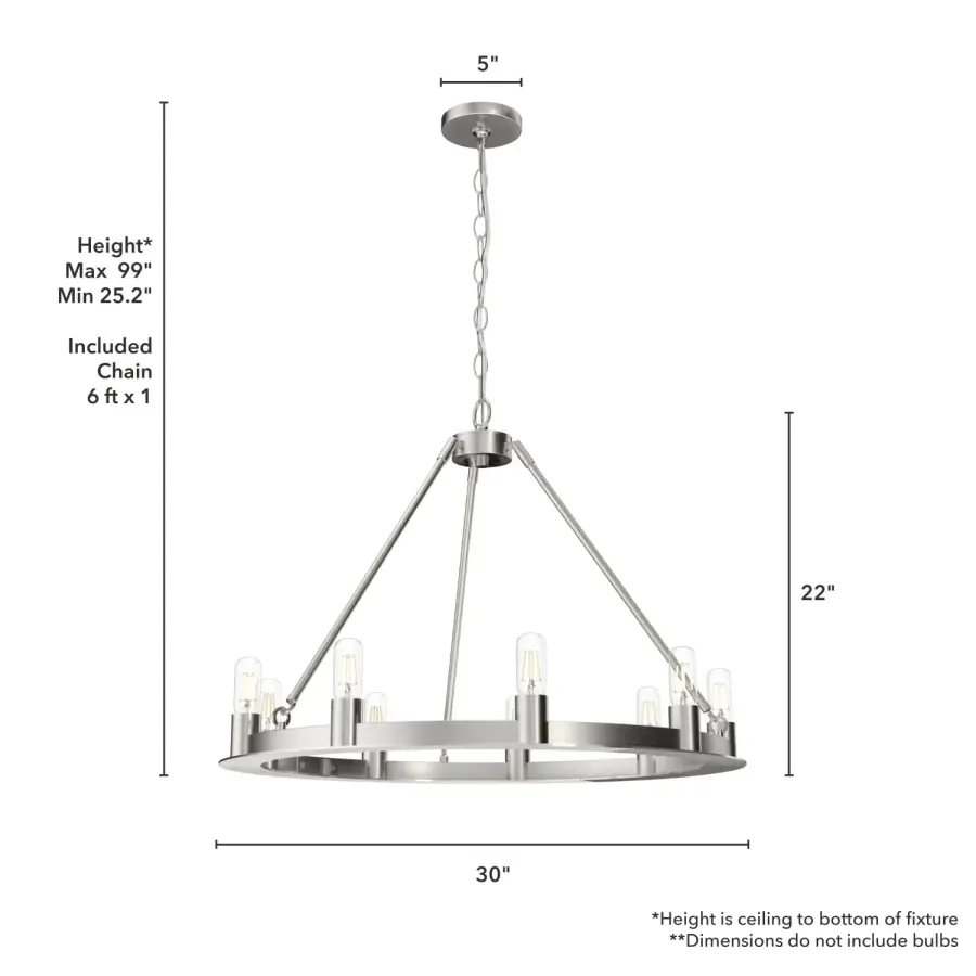Saddlewood 9-Light Round Chandelier in Brushed Nickel - Image 7