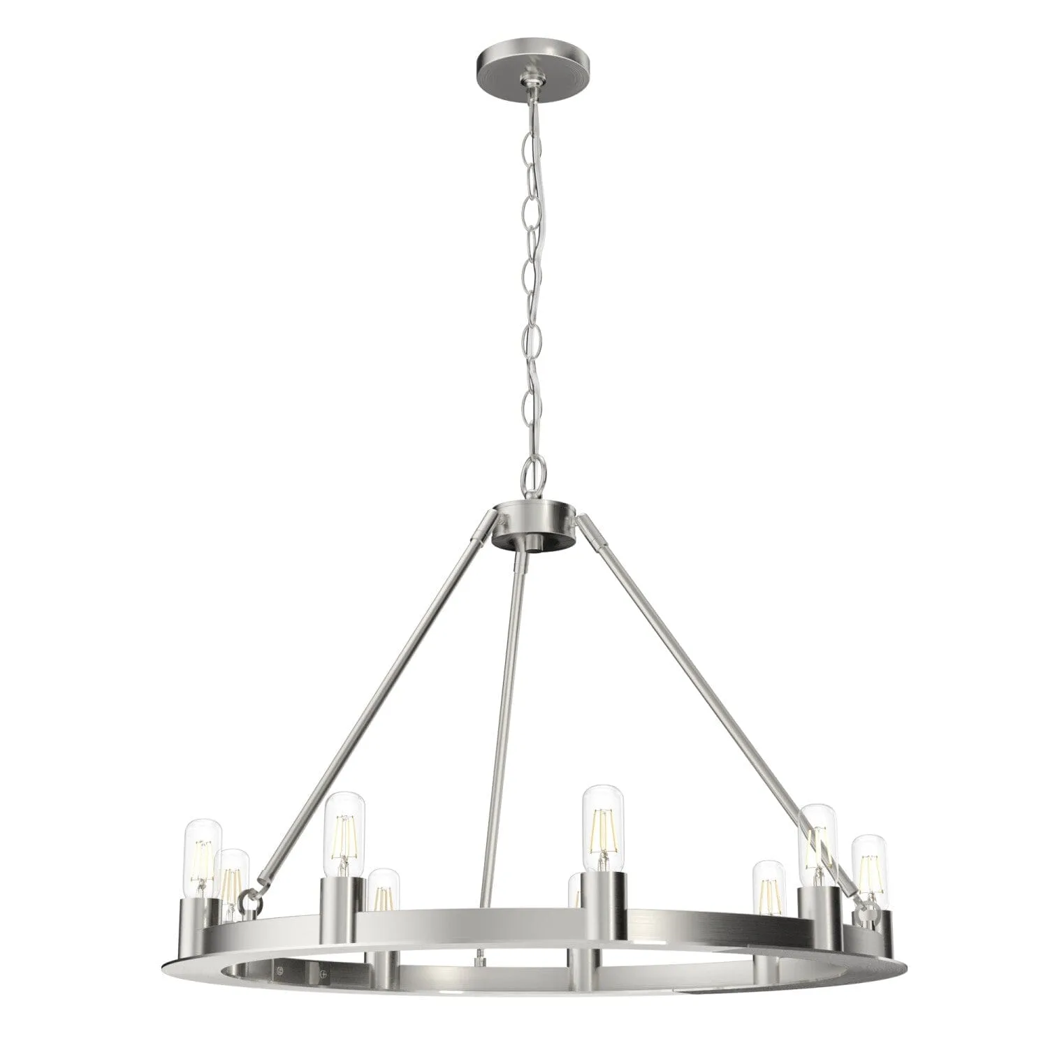 Saddlewood 9-Light Round Chandelier in Brushed Nickel