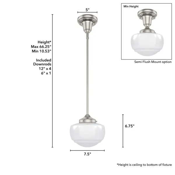 Saddle Creek One Light Pendant in Brushed Nickel - Image 7