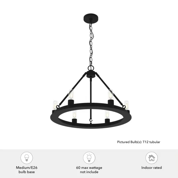 Saddlewood 6-Light Round Chandelier in Natural Black Iron - Image 3